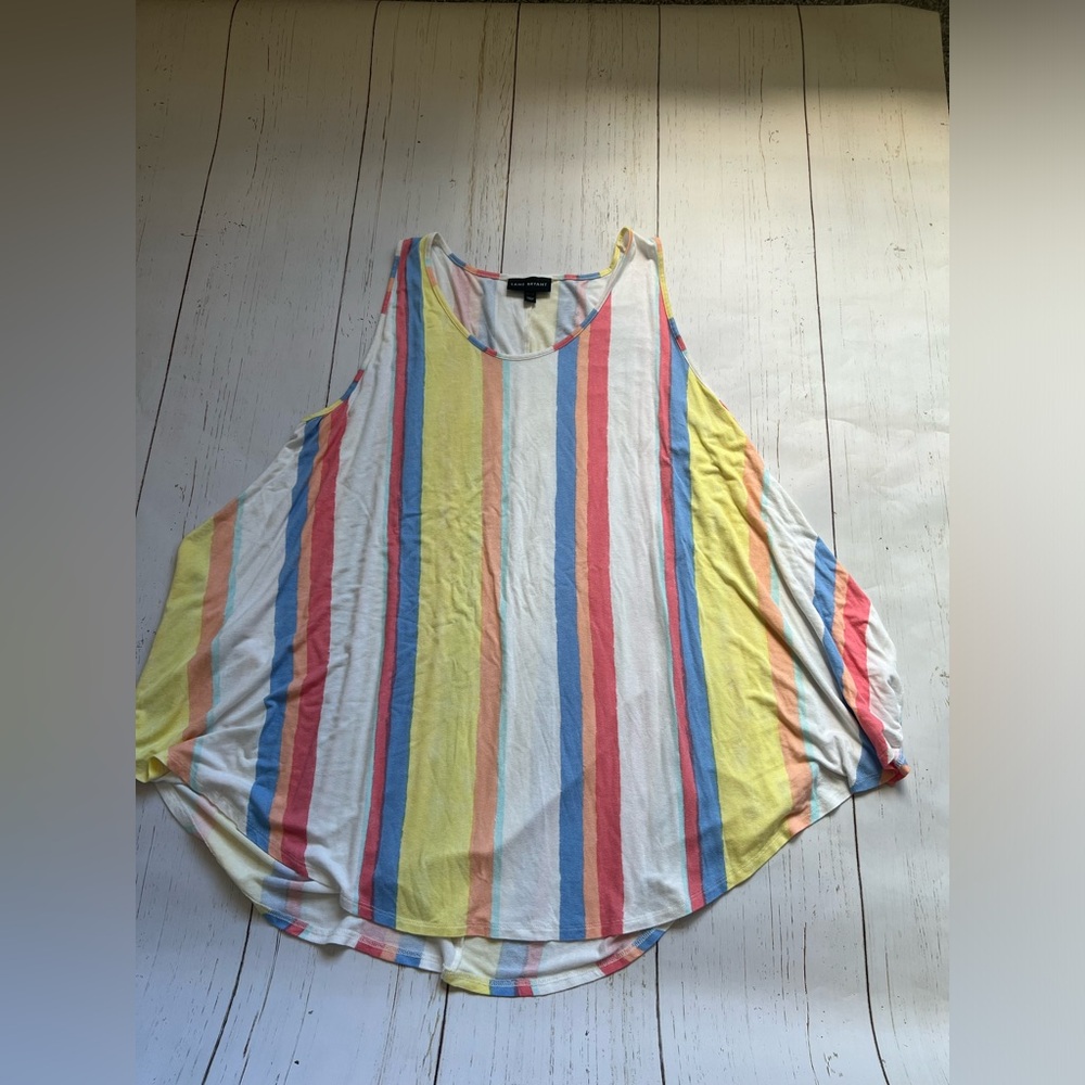 Lane Bryant Women's Size 26/28 Tank Top Striped Summer Sleeveless Bright Flowy